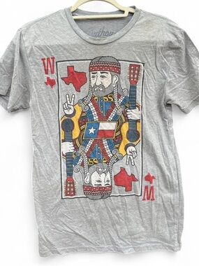 Women's Gray Short-Sleeve Graphic Tee with Texas Playing Card Design